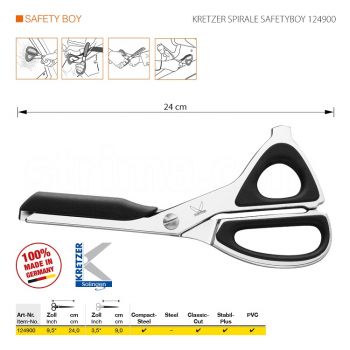 KRETZER SPIRALE SAFETY BOY 124900 Ножницы специального назначения, длина 9,5"/24 см. Производство Германия KRETZER SOLINGEN